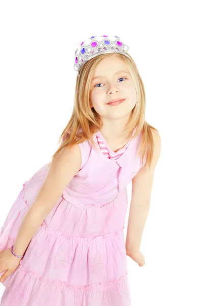 Lilla tjej prinsessan över vita — Stockfoto