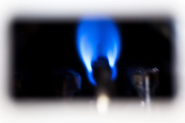 Vlam van vuur binnenkant van gas oven — Stockfoto