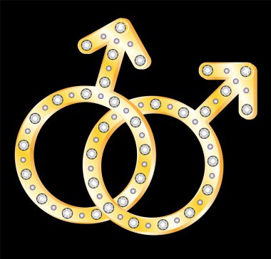 Gays couple symbol made in gold and diamods clipart