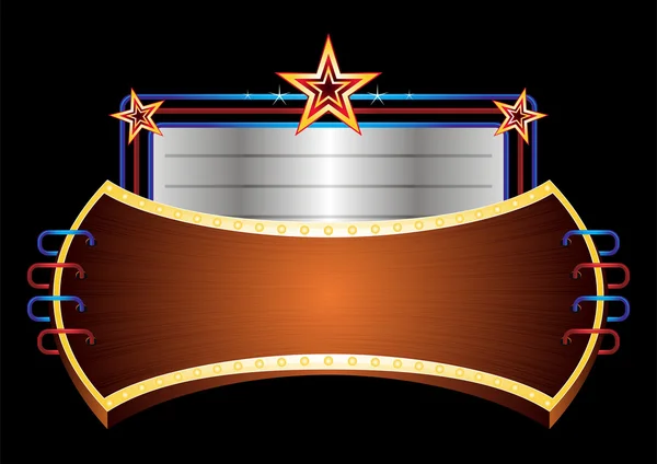 星と照明マーキーの空白の看板 — ストックベクタ