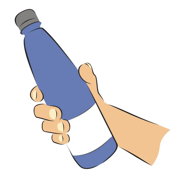 Απλό Σκίτσο Της Χέρι Του Αρπάζει Μπουκάλι — Διανυσματικό Αρχείο