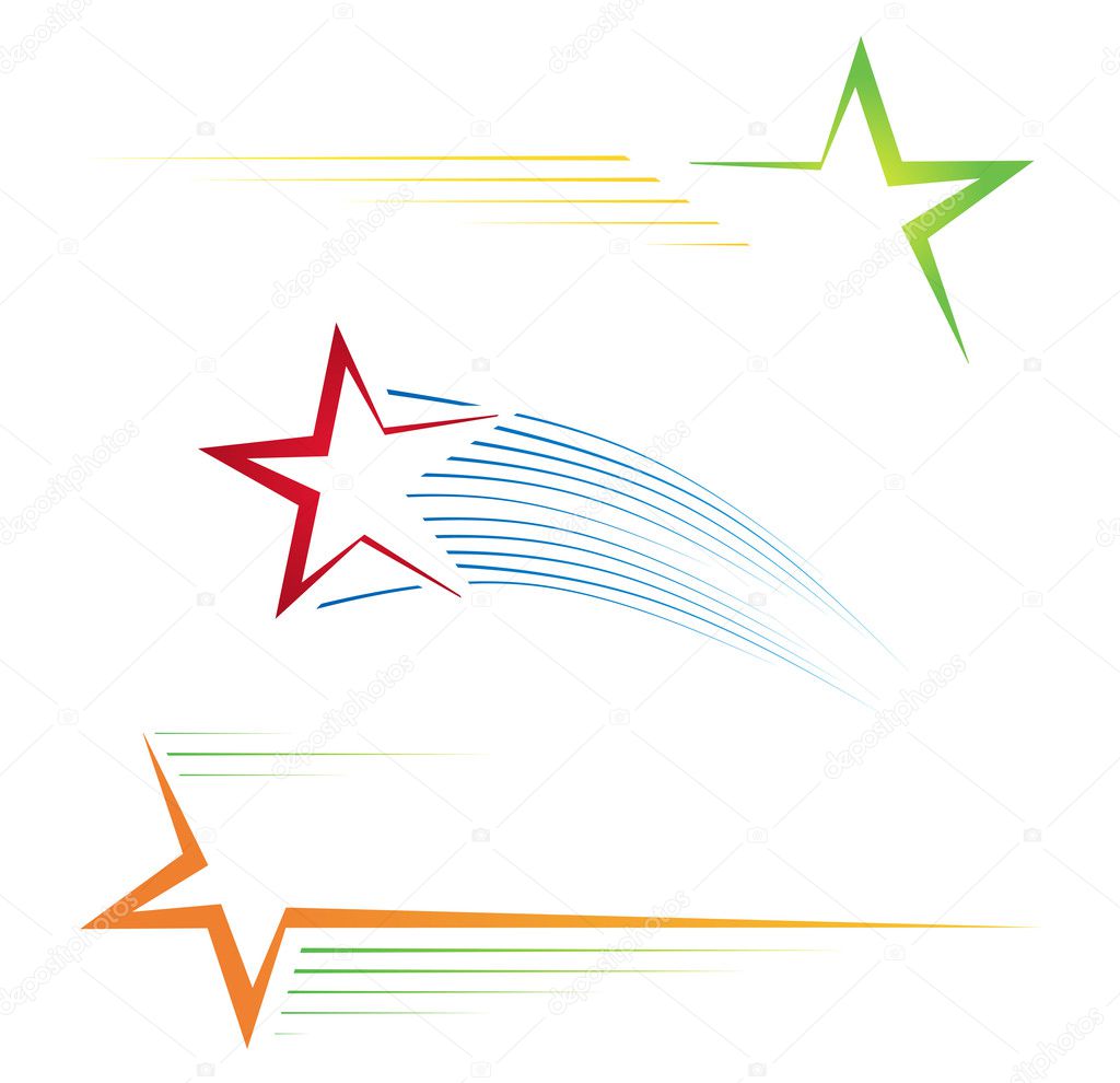Set of three colorful pictograms with stars