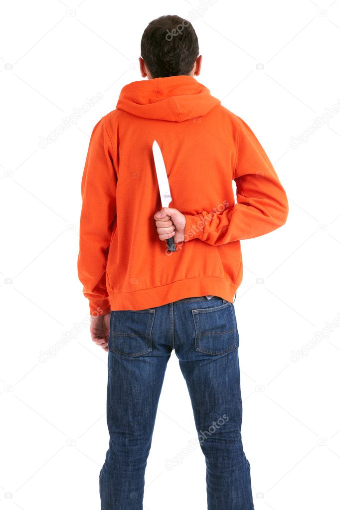 Standing man with knife for backs — Stock Photo © photomak #3933027