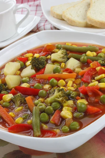 Dietní polévka s čerstvou zeleninou — Stock fotografie