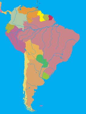 Political map of South America clipart