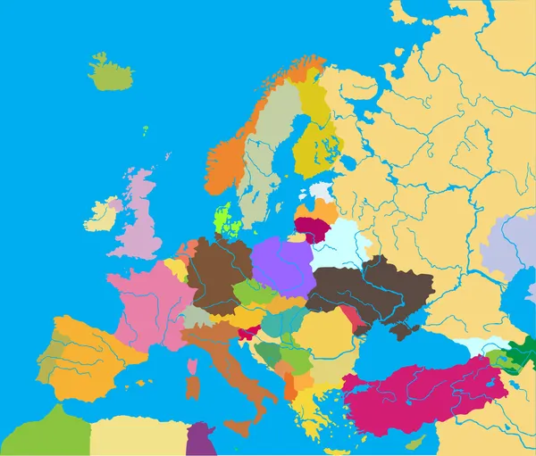 欧洲政治地图 — 图库矢量图片