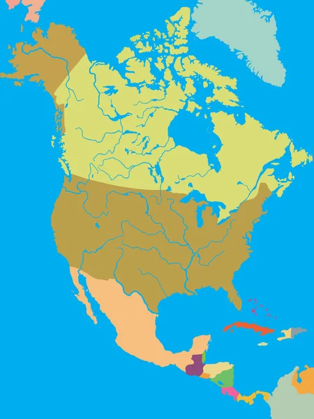 Kuzey Amerika'nın siyasi Haritası — Stok Vektör