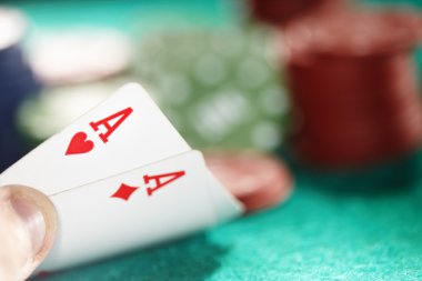 Cards and casino chips. Shallow depth of field for natural view clipart