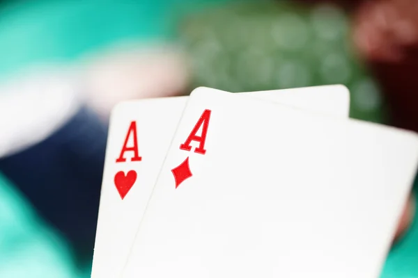 Cards Casino Chips Shallow Depth Field Natural View — Stock Photo, Image