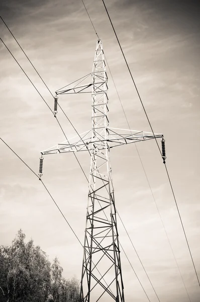 Pilón y línea de transmisión de energía —  Fotos de Stock