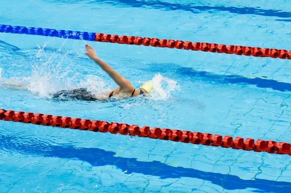Svømmer svømning i en pool - Stock-foto