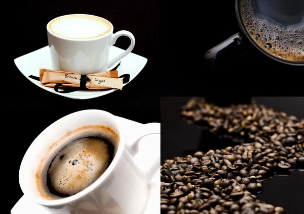 Coffee cups an beans collage — Stock Photo, Image