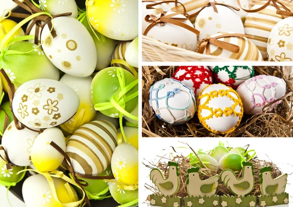 Uova di Pasqua e collage di pollo — Foto Stock