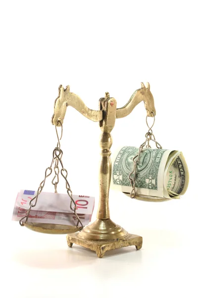 Scales with money — Stock Photo, Image