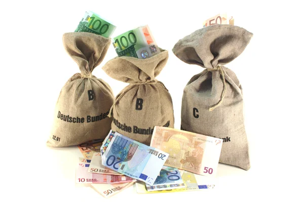 Worki pieniędzy z euro — Zdjęcie stockowe