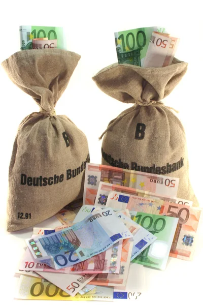 Euro ile para çanta — Stok fotoğraf
