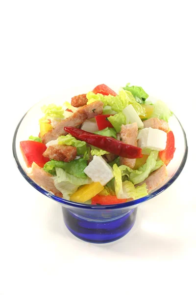 Salada Mista Com Tiras Peru Ervas Frescas — Fotografia de Stock