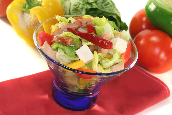 Mixed salad with turkey strips — Stock Photo, Image