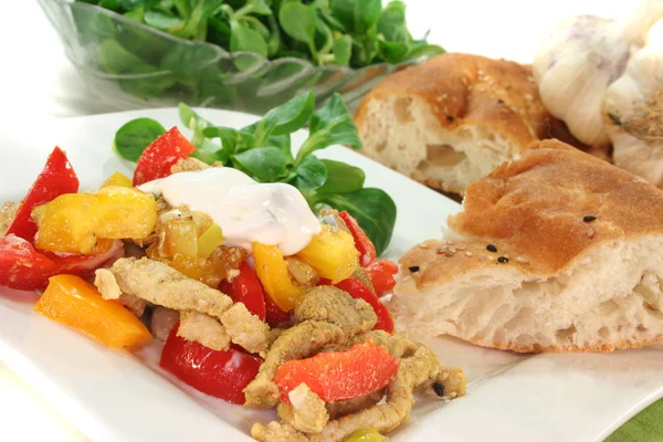 Gyros Corn Salad Tzatziki Pita Bread — Stock Photo, Image