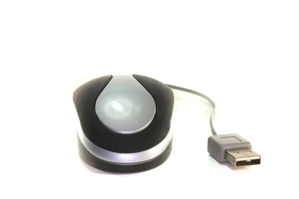 一台笔记本电脑在白色背景上的 Usb 端口与计算机鼠标 — 图库照片