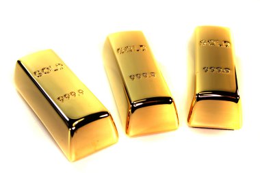 Three large gold bars on a white background clipart