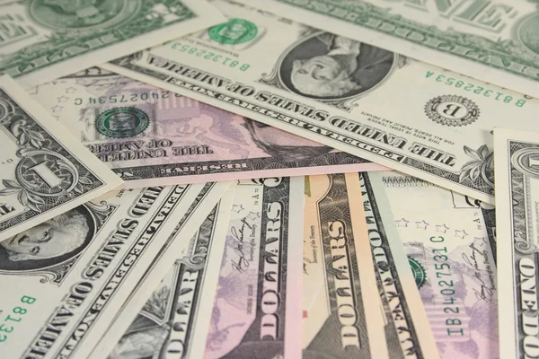 Pile Dollar Bills Front White Background — Stock Photo, Image
