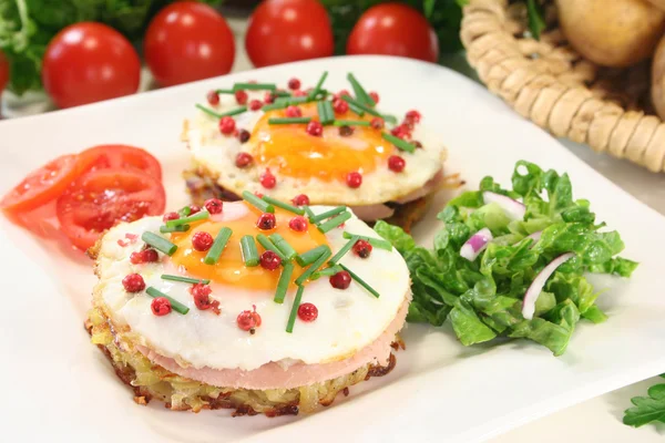 stock image Hash browns with fried egg