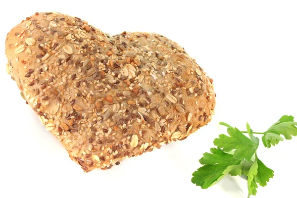 Wholemeal heart roll — Stock Photo, Image