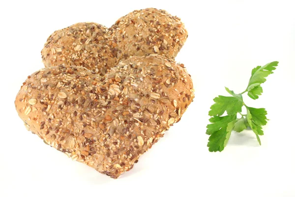 Wholemeal heart rolls — Stock Photo, Image