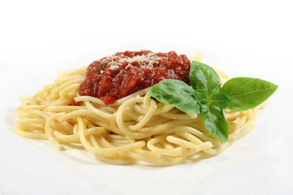 Špagety s rajčatovou omáčkou — Stock fotografie