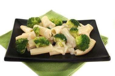 Tortiglione with broccoli cheese sauce clipart