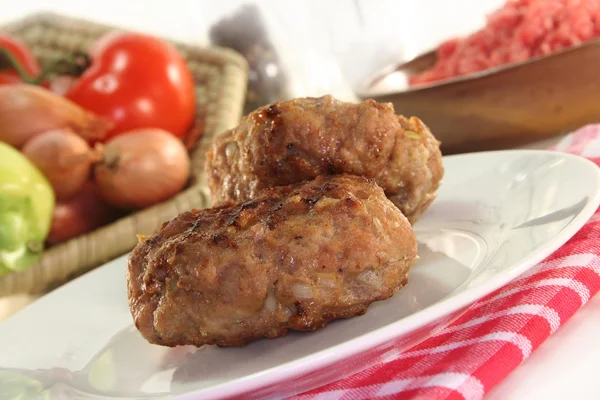 Fried Meatballs White Plate — Stock Photo, Image