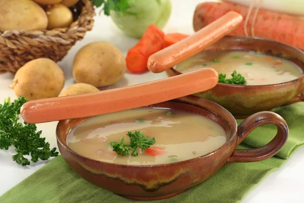 Crema Sopa Patata Con Tocino Verduras — Foto de Stock