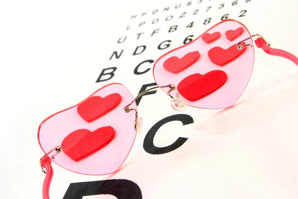 Óculos Cardíacos Corações Teste Visão — Fotografia de Stock
