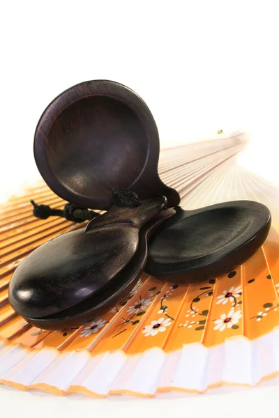 Two Castanets Spanish Fan — Stock Photo, Image
