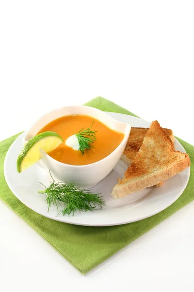 Lososový krém polévka — Stock fotografie