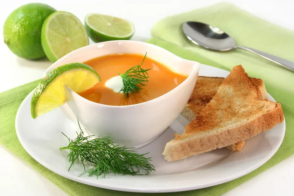 Salmon cream soup — Stock Photo, Image