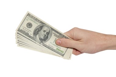 Hand with american dollars clipart