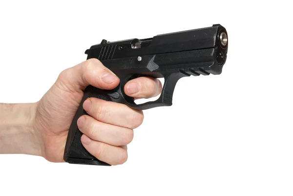 Czarny pistolet w ręku — Zdjęcie stockowe