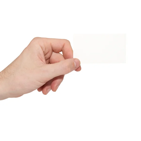 Carta grigia vuota in una mano — Foto Stock