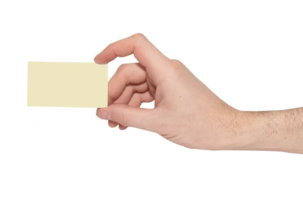 Cartão cinza em branco em uma mão — Fotografia de Stock