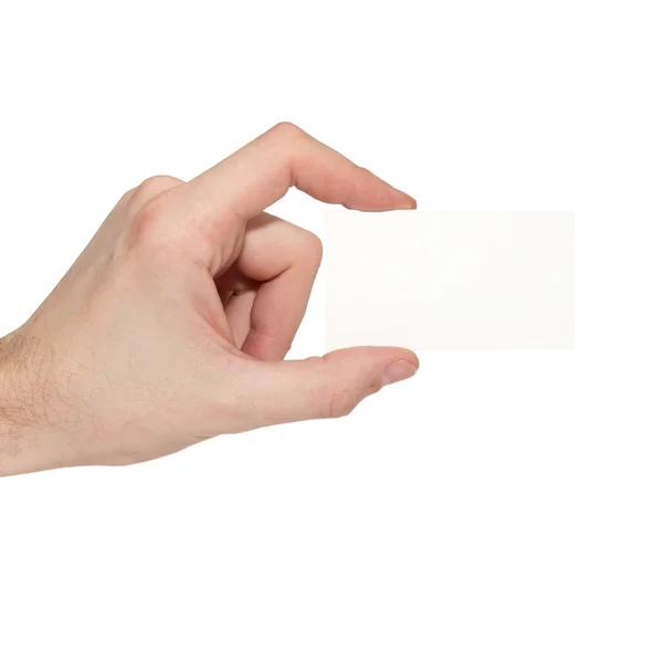 Γκρι κάρτα κενό σε ένα χέρι — Φωτογραφία Αρχείου