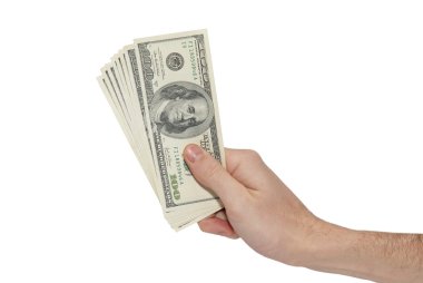 Hand with american dollars clipart