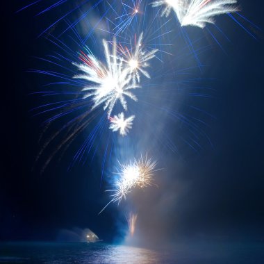 Salute, fireworks above the bay. Sevastopol. clipart