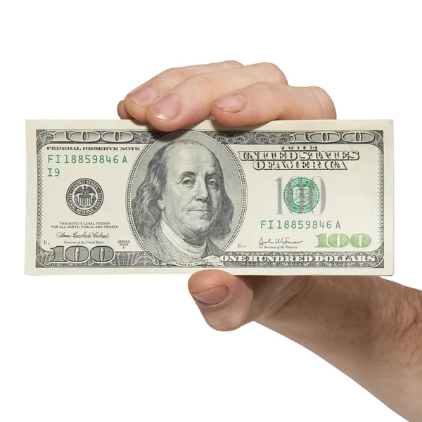 Ruka s americkými dolary — Stock fotografie