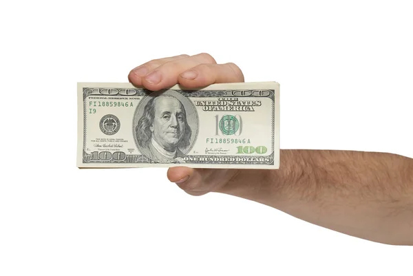 Mão com dólares americanos — Fotografia de Stock