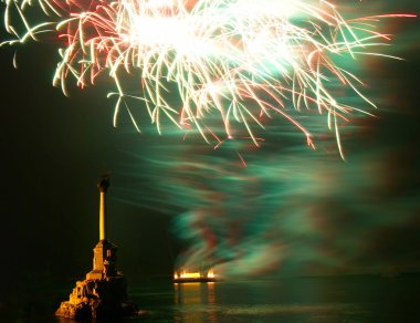 Salute, fireworks above the Sevastopol bay. clipart