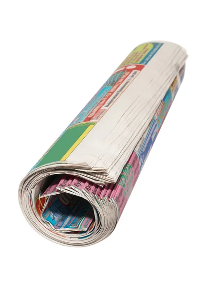 Rullade tidningar isolerad på vit. — Stockfoto