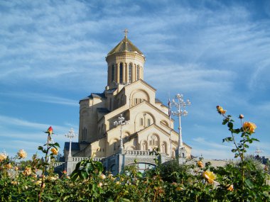 Overview of Sameba cathedral in Tbilisi, Georgia clipart