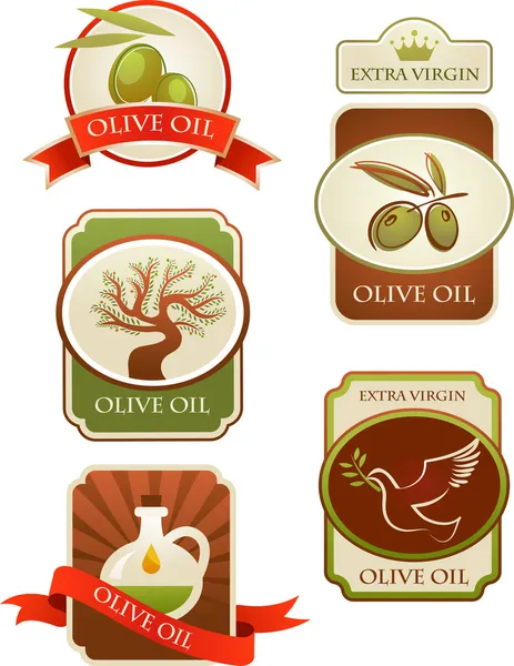 Raccolta etichette olive isolate su sfondo bianco . — Vettoriale Stock